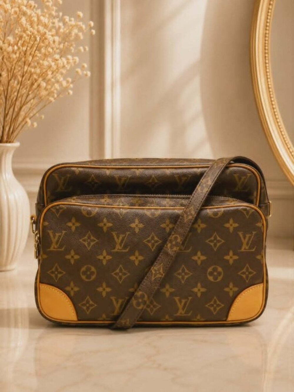 Authentic Louis Vuitton Nile Monogram Canvas Crossbody Shoulder Bag